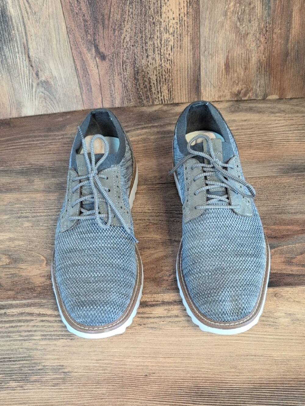 JMurphy by Johnston & Murphy Gray Marbled Knit Nubuck Oxford Dress Shoes 12M - Picture 2 of 9